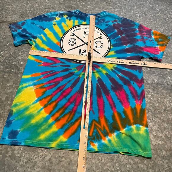 Pacific Wave Surf Shop Santa Cruz California Tie Dye Shirt Mens Large Vintage - Picture 7 of 9